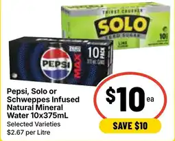 Ritchies Pepsi, Solo or Schweppes Infused Natural Mineral Water offer