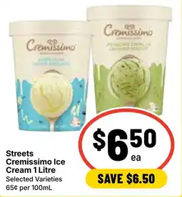 Ritchies Streets Cremissimo Ice Cream 1 Litre offer
