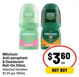 Ritchies Mitchum Anti-perspirant & Deodorant Roll-On offer