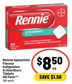 Ritchies Rennie Spearmint Indigestion & Heartburn Tablets offer