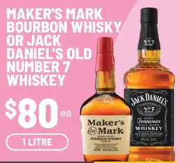 Ritchies Maker's Mark Bourbon Whiskey or Jack Daniel's Old Number 7 Whiskey offer