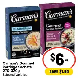 Ritchies Carman's Gourmet Porridge Sachets offer