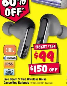 JB Hi-Fi JBL Live Beam 3 True Wireless Noise Cancelling Earbuds offer