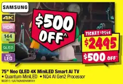JB Hi-Fi Samsung 75" Neo QLED 4K MiniLED Smart AI TV offer
