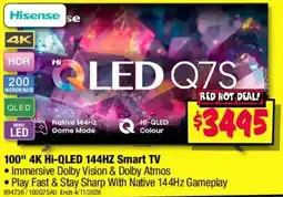 JB Hi-Fi Hisense 100" 4K Hi-QLED 144HZ Smart TV offer