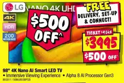JB Hi-Fi LG 98" 4K Nano AI Smart LED TV offer