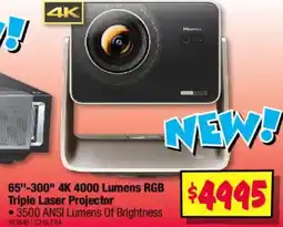 JB Hi-Fi 65"-300" 4K 4000 Lumens RGB Triple Laser Projector offer