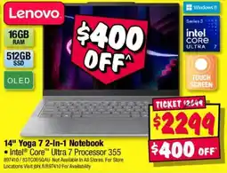 JB Hi-Fi Lenovo 14" Yoga 7 2-In-1 Notebook offer