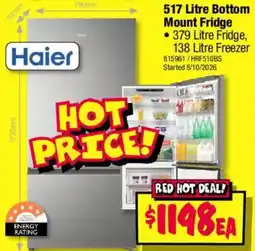 JB Hi-Fi Haier 517 Litre Bottom Mount Fridge offer