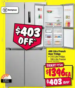JB Hi-Fi Westinghouse 496 Litre French Door Fridge offer