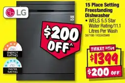 JB Hi-Fi LG 15 Place Setting Freestanding Dishwasher offer