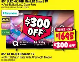 JB Hi-Fi Hisense 85" 4K Hi-QLED Smart TV offer
