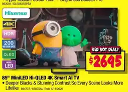 JB Hi-Fi Hisense 85" MiniLED Hi-QLED 4K Smart AI TV offer