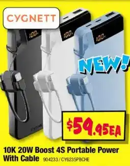 JB Hi-Fi Cygnett 10K 20W Boost 4S Portable Power With Cable offer
