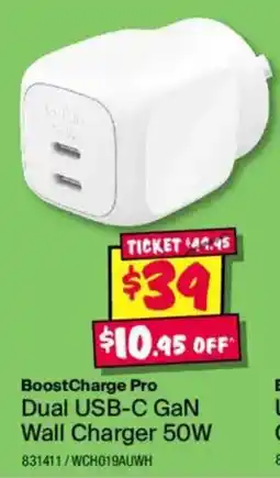JB Hi-Fi BoostCharge Pro Dual USB-C GaN Wall Charger 50W offer