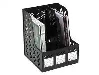 Officeworks Marbig 3 Section Magazine Rack Black offer