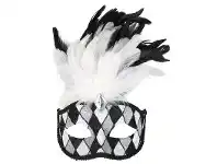 The Party People Shop Mask - Francesca, Feather White & Black offer