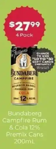 IGA Liquor Bundaberg Campfire Rum & Cola offer