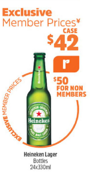 BWS Heineken Lager 24x330ml offer