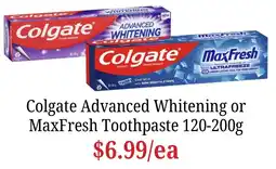 Farmer Jack's Colgate Advanced Whitening or MaxFresh Toothpaste offer