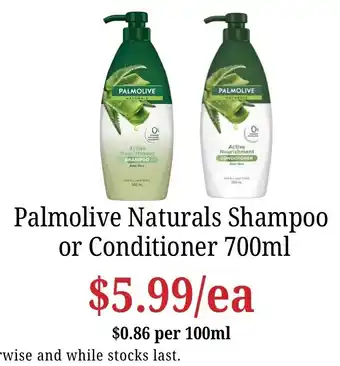 Farmer Jack's Palmolive Naturals Shampoo or Conditioner offer