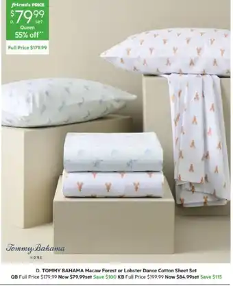 Tommy Bahama Macaw Forest or Lobster Dance Cotton Sheet Set