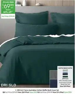 Harris Scarfe DRI GLO Yarra Australian Cotton Waffle Quilt Cover Set offer