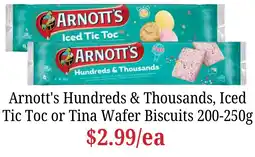 Farmer Jack's Arnott's Hundreds & Thousands, Iced Tic Toc or Tina Wafer Biscuits offer
