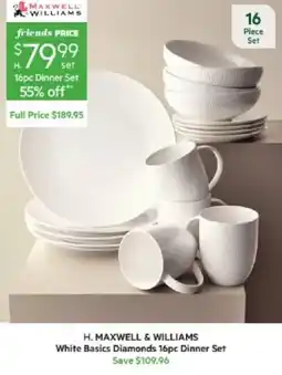Harris Scarfe Maxwell & Williams White Basics Diamonds 16pc Dinner Set offer