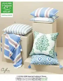 Harris Scarfe Chyka home assorted cushions & throws offer