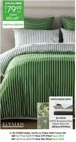 Harris Scarfe Elysian Sasha, Verity or Chloe Quilt Cover Set offer