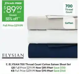 Harris Scarfe Elysian 700 Thread Count Cotton Sateen Sheet Set offer