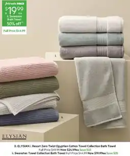 Harris Scarfe ELYSIAN Resort Zero Twist Egyptian Cotton Towel Collection Bath Towel offer
