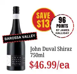 Farmer Jack's John Duval Shiraz offer