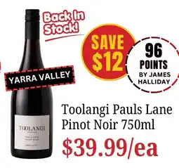 Farmer Jack's Toolangi Pauls Lane Pinot Noir offer