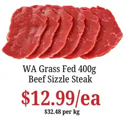 Farmer Jack's WA Grass Fed Beef Sizzle Steak offer