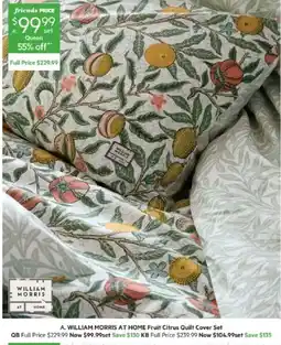 Harris Scarfe WILLIAM MORRIS AT HOME Fruit Citrus Quilt Cover Set offer