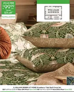 Harris Scarfe William Morris At Home Strawberry Thief Quilt Cover Set offer