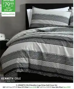 Harris Scarfe KENNETH COLE Brooklyn Logo Stripe Quilt Cover Set offer