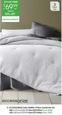 Harris Scarfe Accessorize Soho Waffle 3 Piece Comforter Set offer