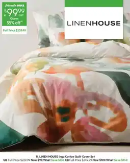 Harris Scarfe LINEN HOUSE Inga Cotton Quilt Cover Set offer