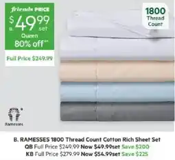 Harris Scarfe RAMESSES 1800 Thread Count Cotton Rich Sheet Set offer