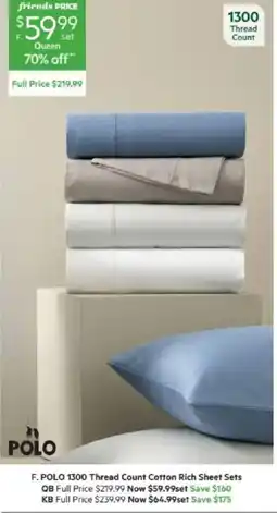 Harris Scarfe POLO 1300 Thread Count Cotton Rich Sheet Sets offer