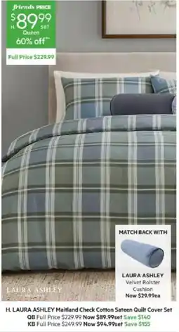Harris Scarfe H. LAURA ASHLEY Maitland Check Cotton Sateen Quilt Cover Set offer