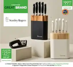 Harris Scarfe STANLEY ROGERS Black or White Oval 6 Piece Knife Block Set offer