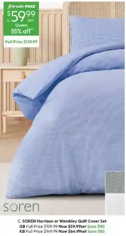 Harris Scarfe soren harrison or wembley quilt cover set offer