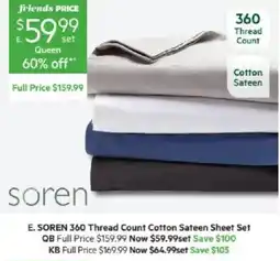Harris Scarfe Soren 360 Thread Count Cotton Sateen Sheet Set offer