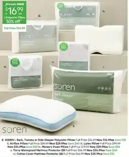Harris Scarfe SOREN Back, Tummy or Side Sleeper Polyester Pillow offer