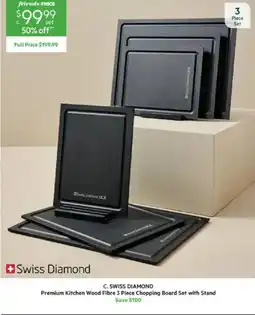 Harris Scarfe Swiss Diamond Premium Kitchen Wood Fibre 3 Piece Chopping Board Set with Stand offer