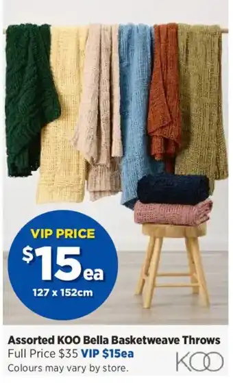 Assorted KOO Bella Basketweave Throws